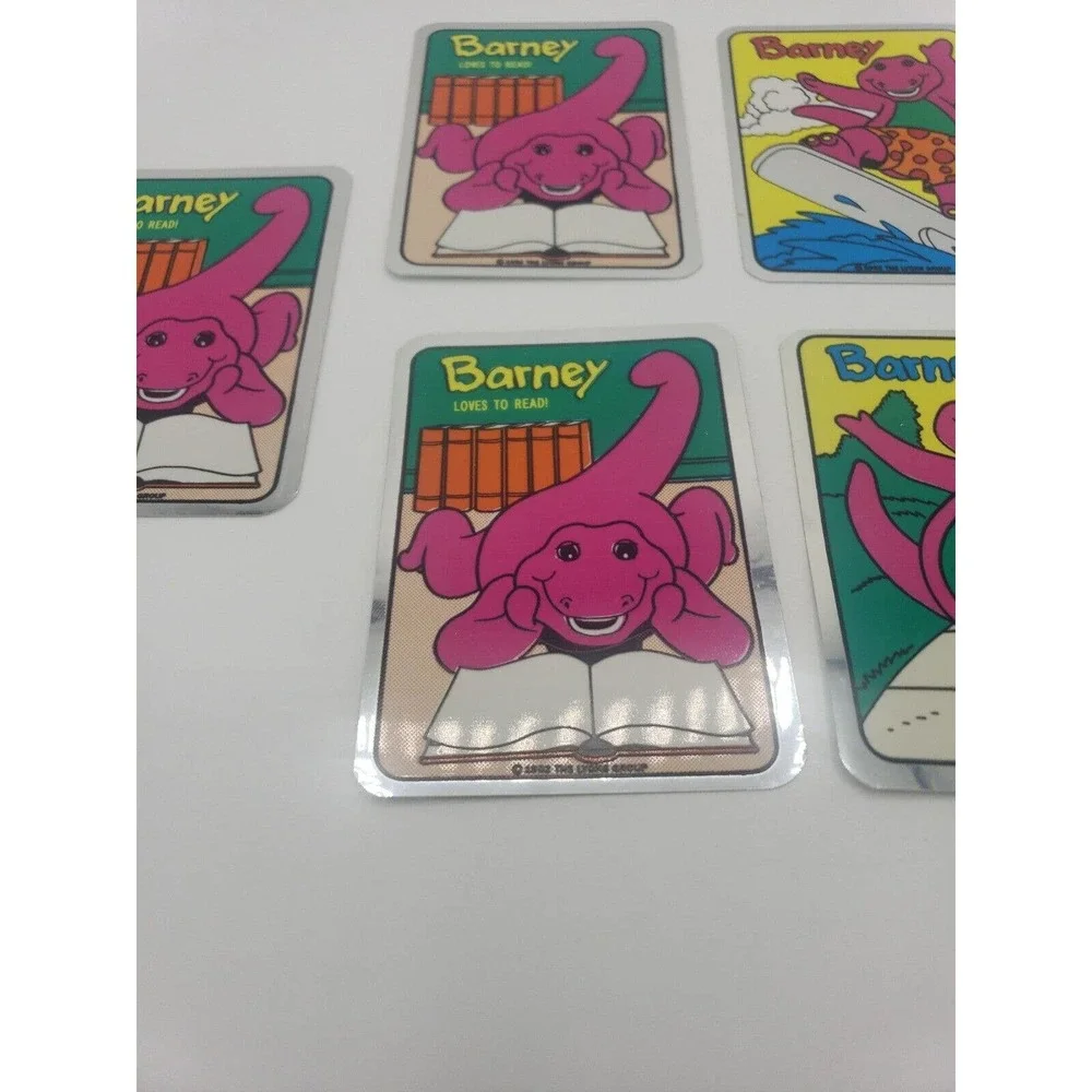 Vintage Stickers Lot of 5 BARNEY FOIL MYLAR Vending Machine Sticker VTG 1992